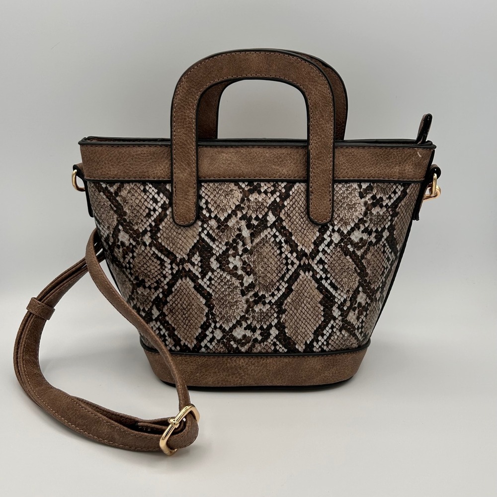 Snakeskin Print Crossbody‎ Bucket Handbag Statement Bag